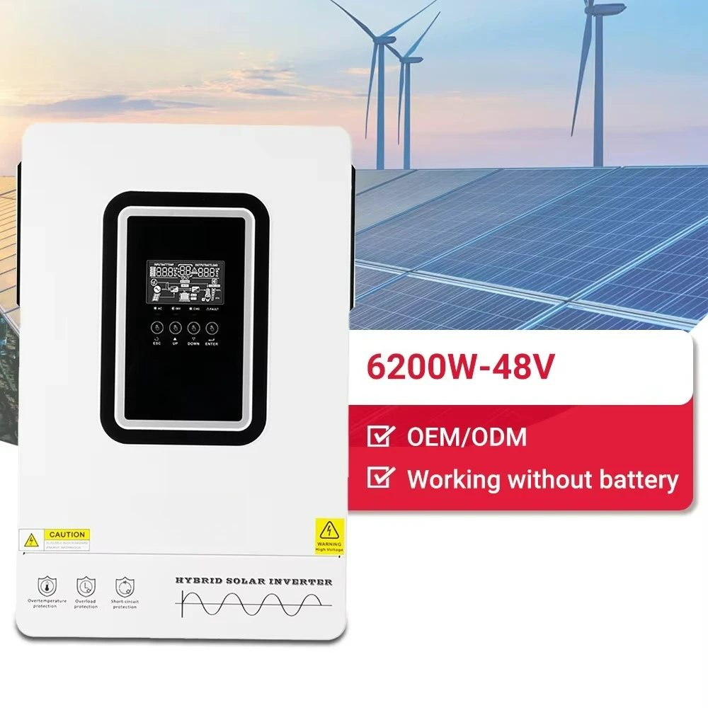 6.2KW Hybrid Solar System 100A MPPT Solar Controller 500V Photovoltaic Charging Voltage 6KW 48V Single Output 6200W Inverter