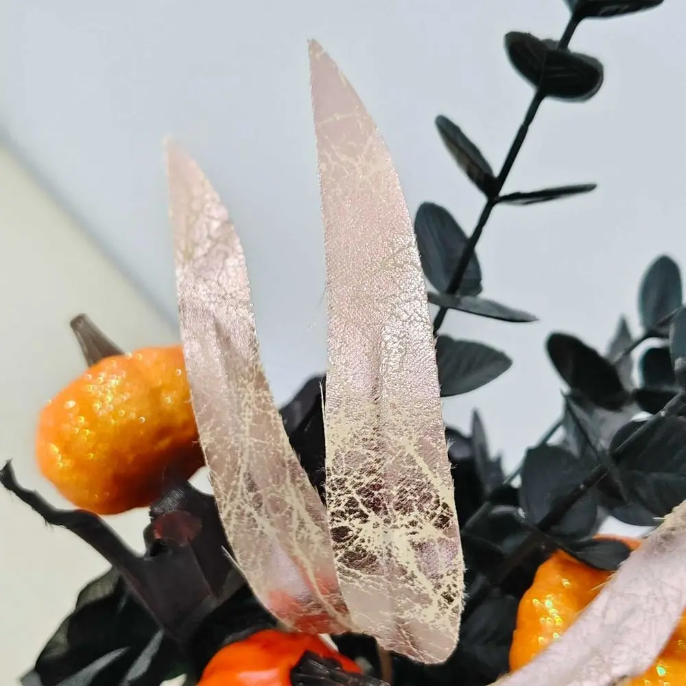 

Simulated Flowers Artificial Eucalyptus Leaves Vase Realistic Handmade Artificial Pumpkin Bouquet Autumn Branches Black/Orange