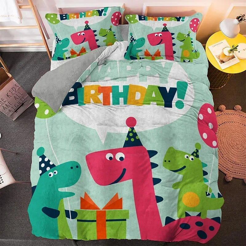 Cartoon Dinosaur Bedding Set Twin Queen King Size Boho Comforter/Duvet Cover Polyester Quilt Cover Pillowcase Soft Supplement