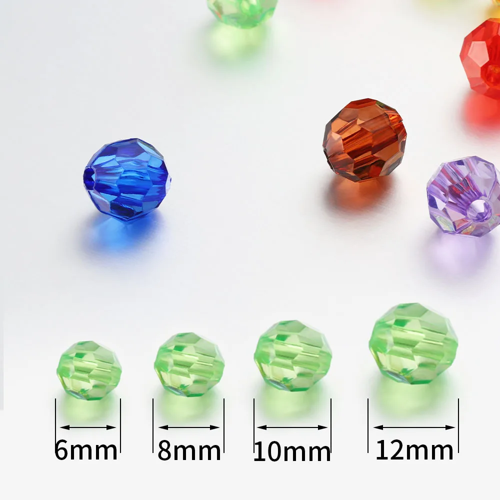 50-100pcs/lot 6 8 10 12mm Rondelle Faceted Acrylic Beads Loose Spacer Beads for Jewelry Making DIY Handmade Necklace Bracelet