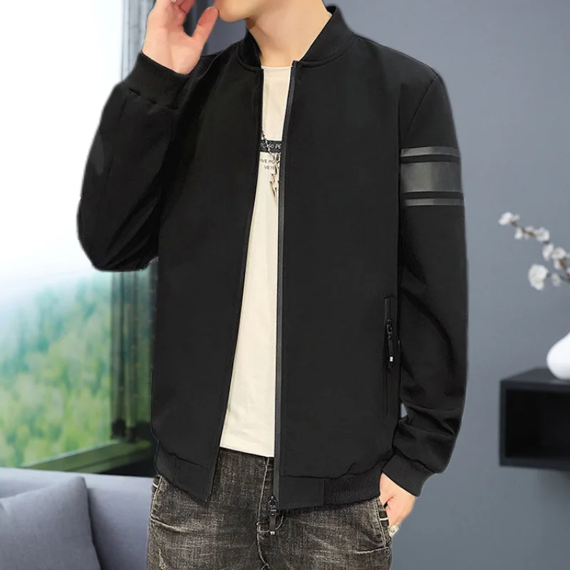 Men Bomber Jacket Zipper Long Sleeve Spring Autumn Outerwear Luxury Brand Men Clothing Windproof Windbreaker Solid Jacket