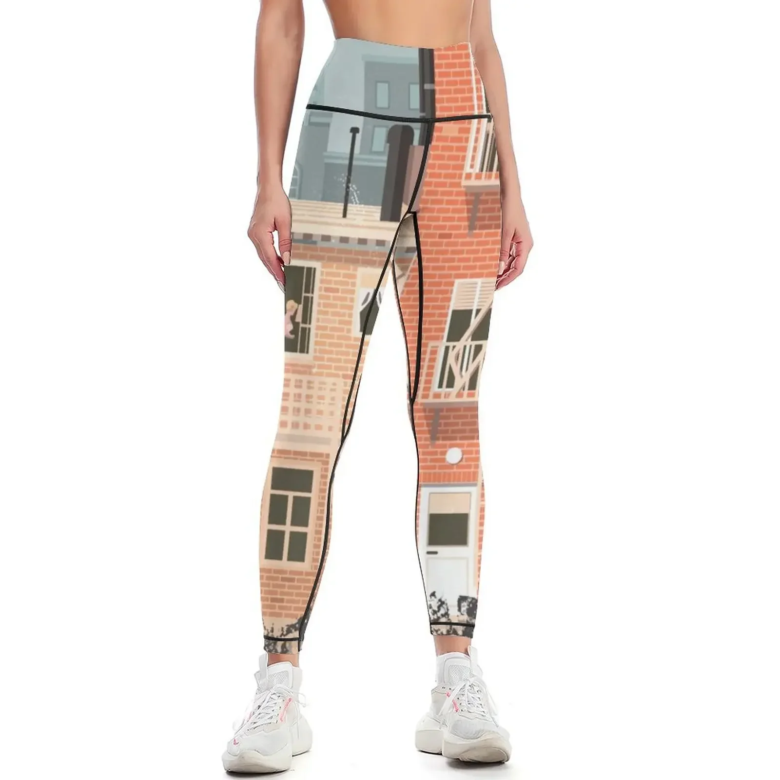 

Alfred Hitchcock's Rear Window Illustration by Burro Leggings Sports pants woman gym top sports for gym trousers Womens Leggings