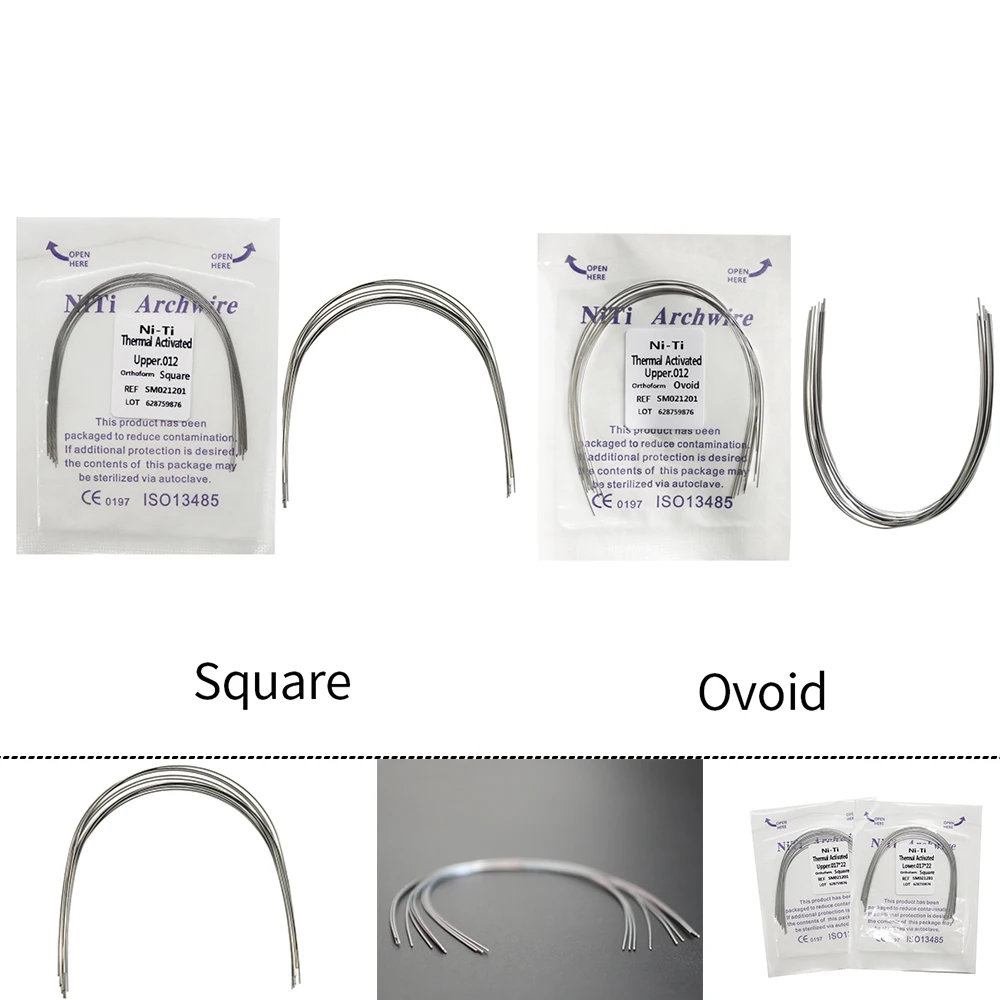 2Packs 20pcs Orthodontic Wire Dental Thermal Activated Niti  Arch Wire（1Pack Upper+1pack Lower)
