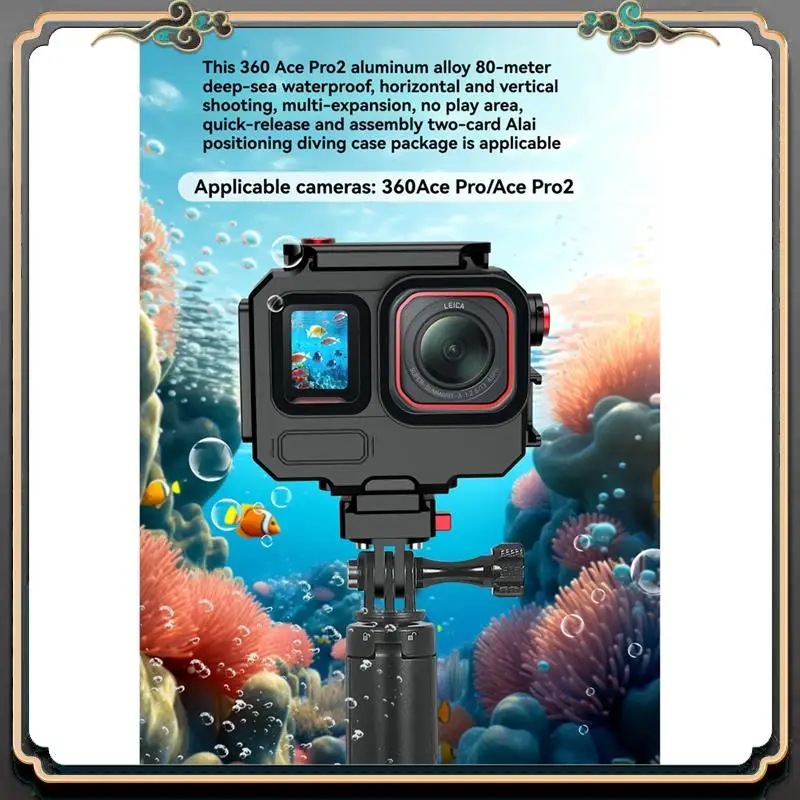 ASMA-263FT/80M Waterproof Case For Insta360 Acepro2 Underwater Diving Protective Shell With Universal Two-Card Holder