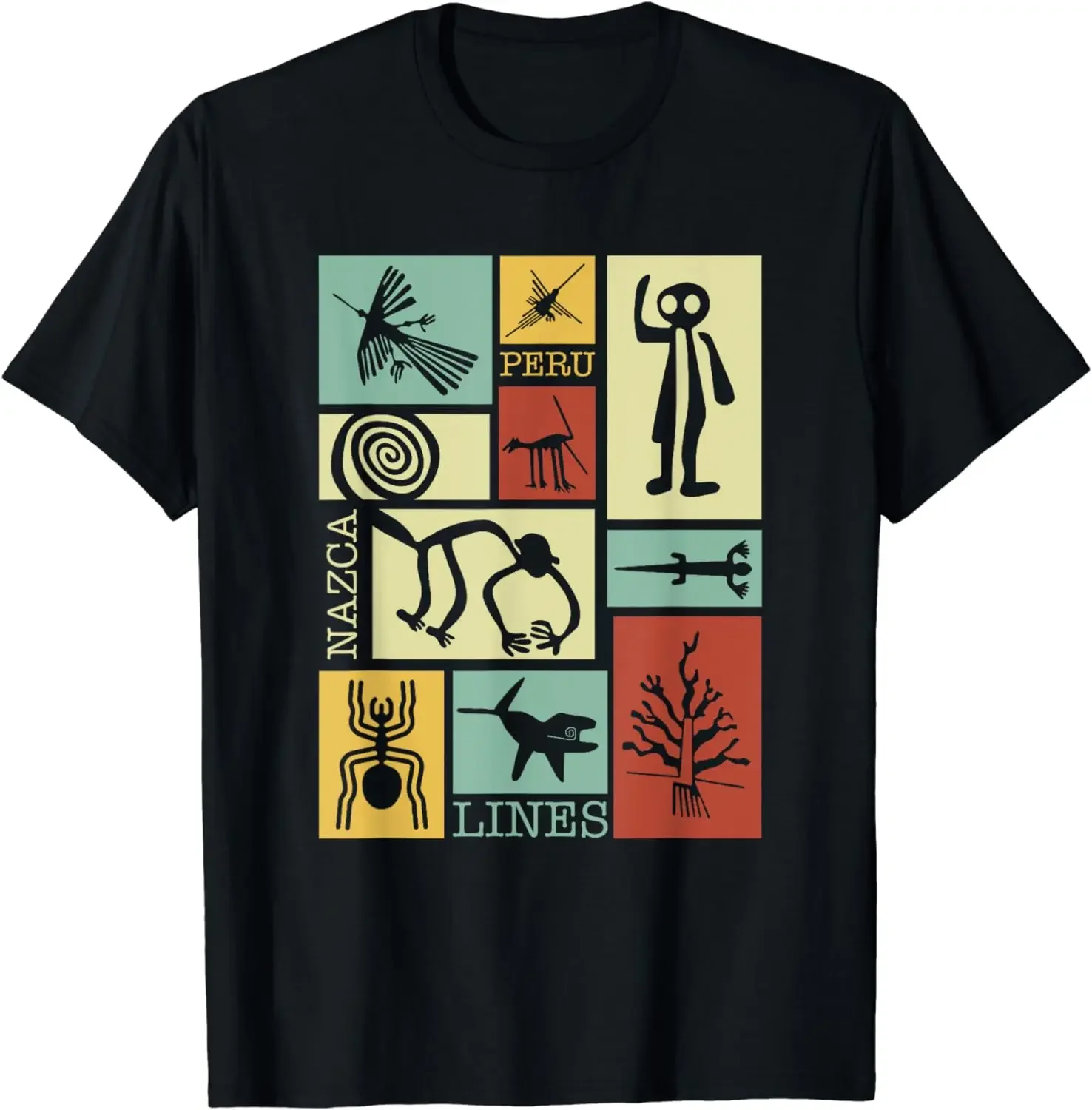 

Nazca Lines - Peru Geoglyph Monkey Astronaut Spider Retro T-Shirt Festival Wear Clothes Women Clothing Graphic TShirts Camisetas