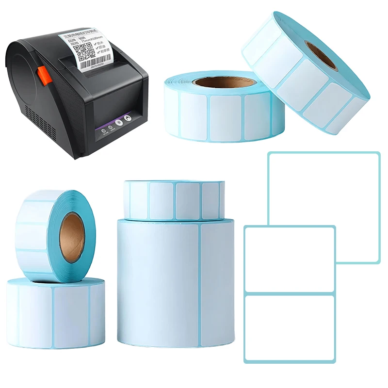 Etichette termiche impermeabili Rotolo autoadesivo confezionato Etichetta adesiva con stampa bianca vuota Etichette dei prezzi del supermercato Stampa Forniture ZYF