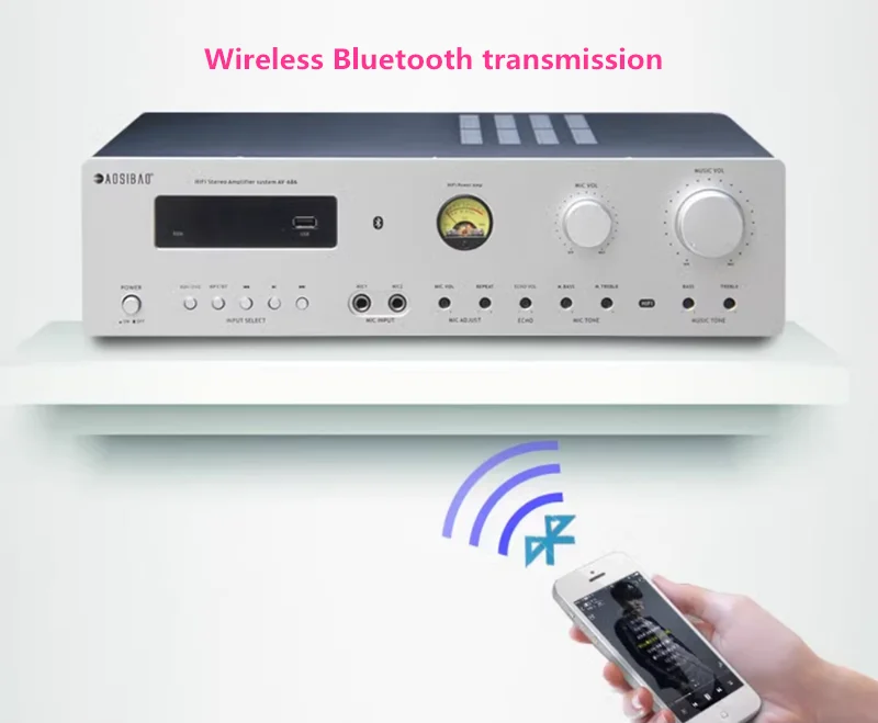 AV-686 300 واط * 2 توشيبا أنبوب بلوتوث الألياف محوري USB ميكروفون MIC صدى ستيريو Hifi المنزل كاريوكي KTV المرحلة مضخم الصوت