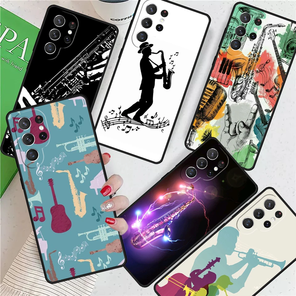 Musical Instruments Saxophone For Samsung Galaxy S24 Ultra S21 S22 S8 S9 S10E Note 10 20 Plus FE S23 Phone case Cover Coque