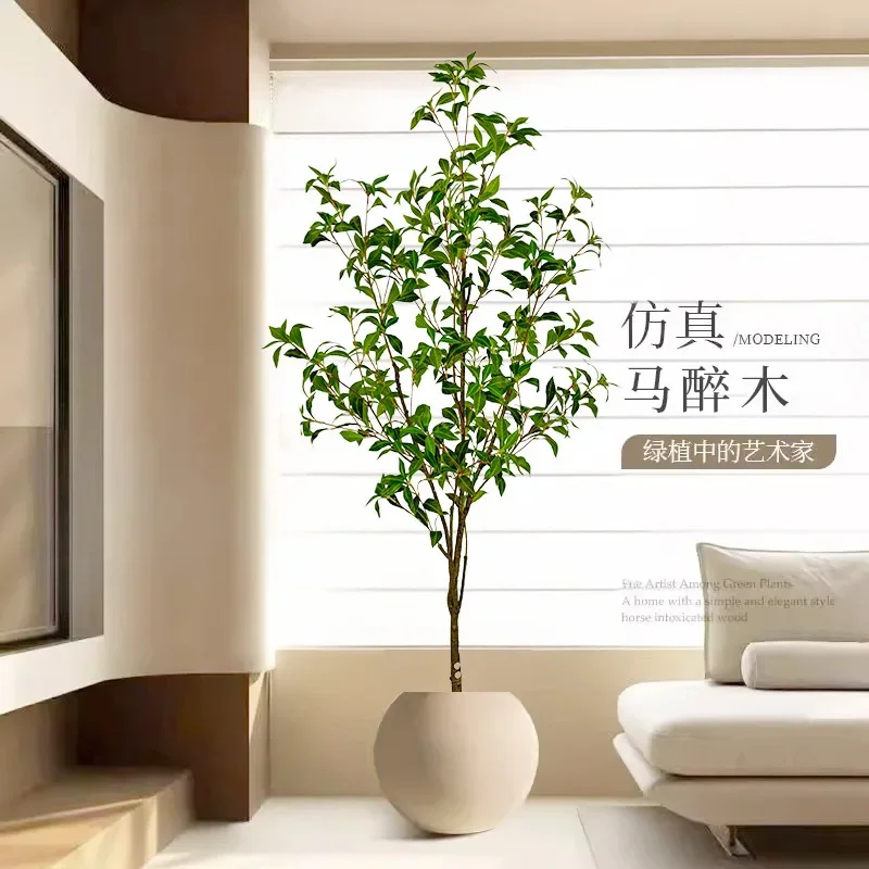 Light luxury simulation green plant Japanese hanging bell plant false tree horse drunk wood indoor living room floor-to-ceiling