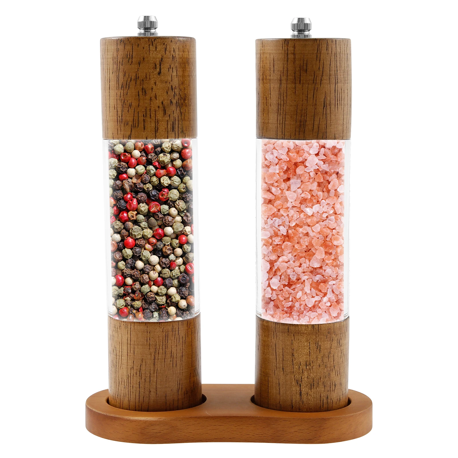 

2Pcs Wood Salt Grinder Set Adjustable Thickness Grinding Bottle Set Labor Saving Manual Pepper Grinder Mills Sets kitchen Tools