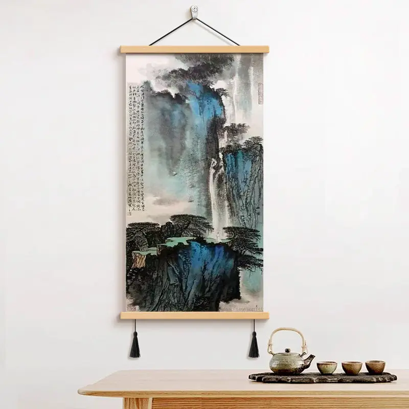 Zheng Banqiao Bamboo & Qi Baishi Shrimp Ink Painting, Zen Wall Art Set for Living Room, Study, Tea Room, Entryway Chinese Decor