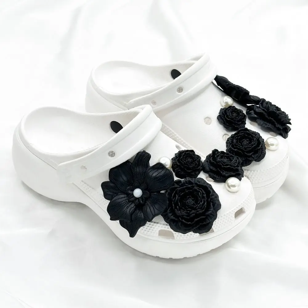 8Pcs 3D Flower Beach Shoe Charms Detachable DIY Shoe Decorations Clip Buckle Perforated Shoes Accessories Perforated Shoes