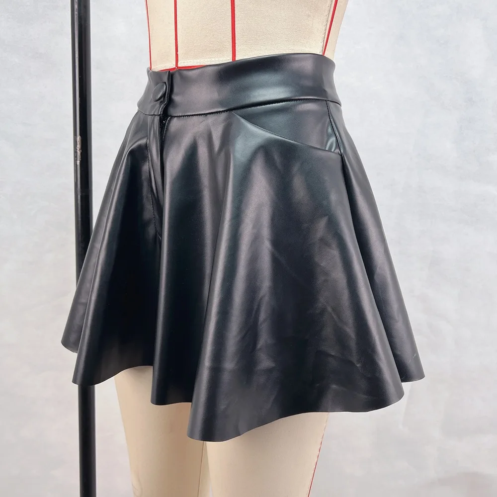ZAROY юбка женская Black PU Pleated A-line Mini Skirt Summer Women Slim Fit High Waisted Leather Short Skirt юбка кожаная Faldas