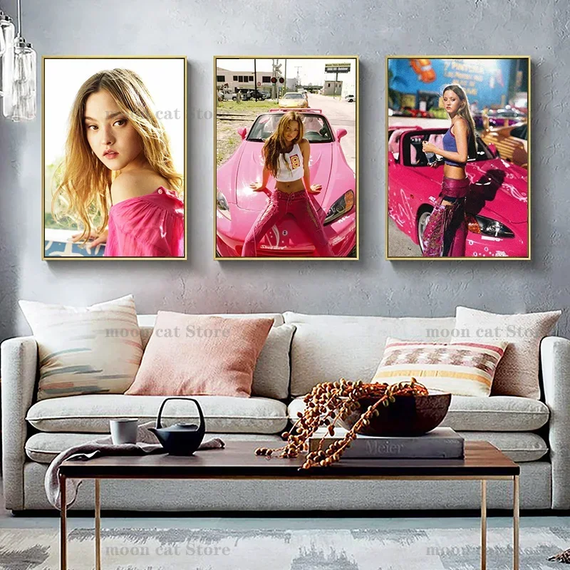 Vintage Devon-Aoki Pink Race Car Millennium Model Poster Canvas Painting Fast & Furious Wall Art Pictures Home Club Decor view 2