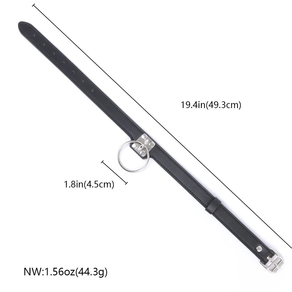 الجلود عبودية المختنق مع حلقة معدنية فضية BDSM ضبط النفس طوق قابل للتعديل قلادة الجنس لعب الكبار للنساء والأزواج #3