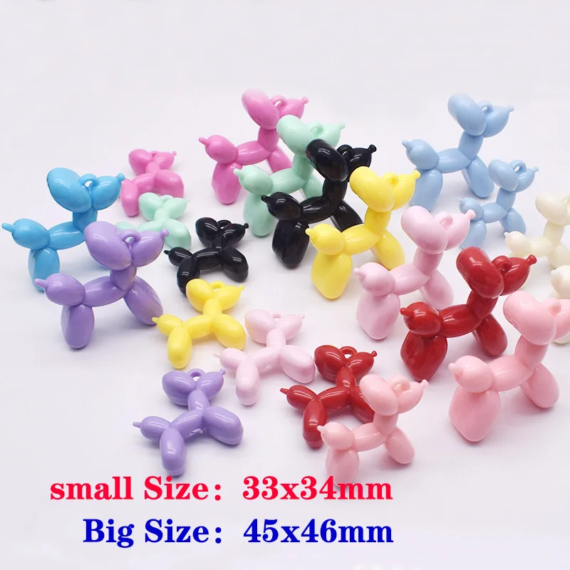 Jelly Color Stereo Lovely Animal Balloon Dog Luminous effect Acrylic Charms Jewelry Making DIY  Necklace Key chain Decoration