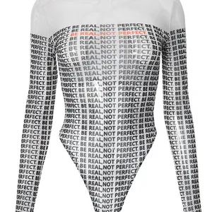 Shestyle mektup baskı şeffaf ağ bodystui kadınsı panelleri bir gazete, uzun kollu yuvarlak boyun t-shirt, sıcak güzel, sıcak, En iyi 10 giyim ve şeffaflık satışı-no. 4