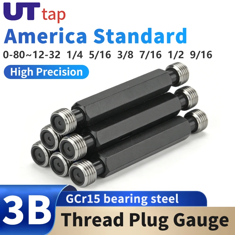 

1 шт. 3B 0-80~12-32 1L4 5L16 3L8 7I16 1L2 9I16 UN/UNC/UNF/UNS/UNEF Американский стандартный резьбовой калибр-пробка из стали Mer-cury Gage