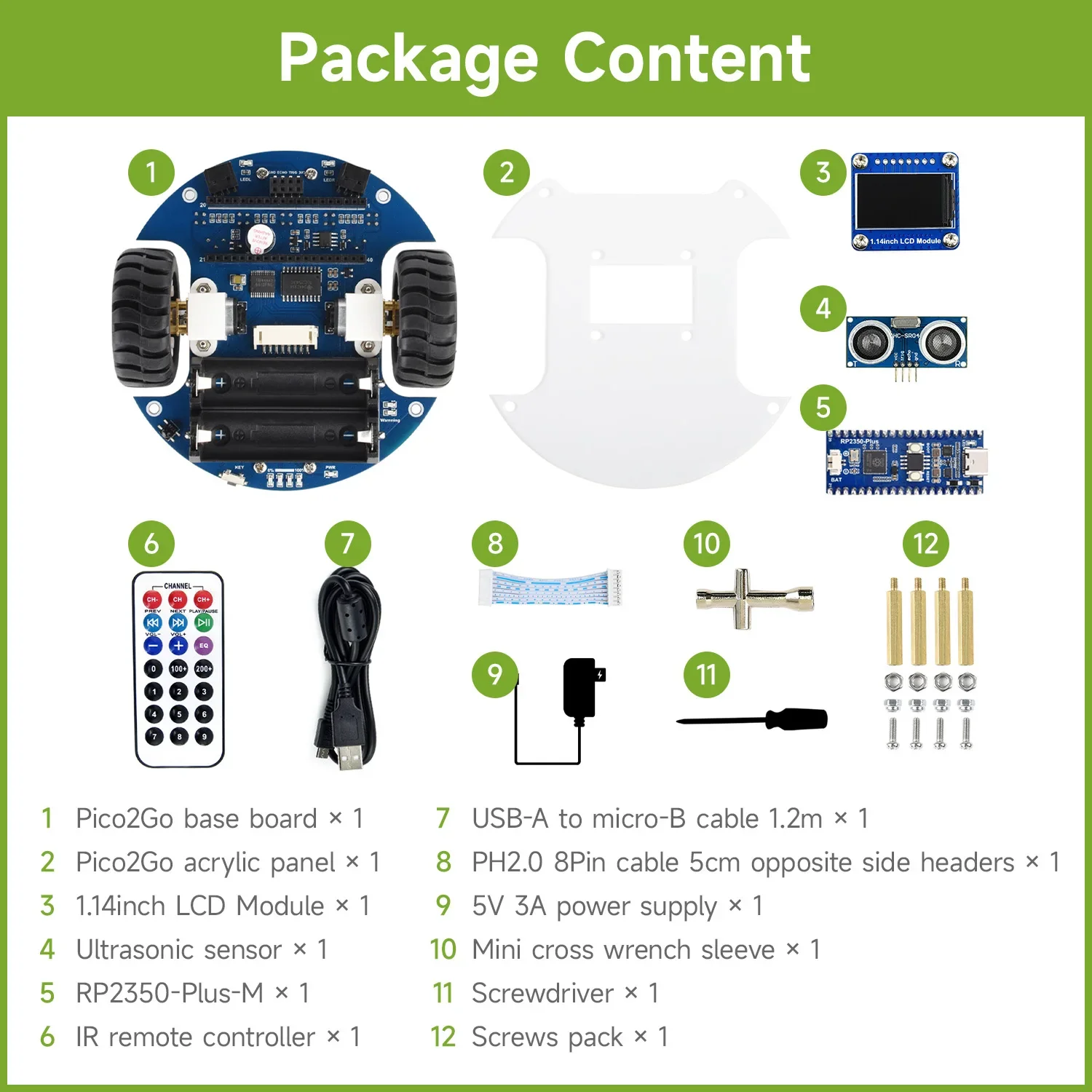 Waveshare Pico2 Go Mobile Robot,Support Self Driving Remote Control, Includes RP2350-Plus Control Board - Image 2