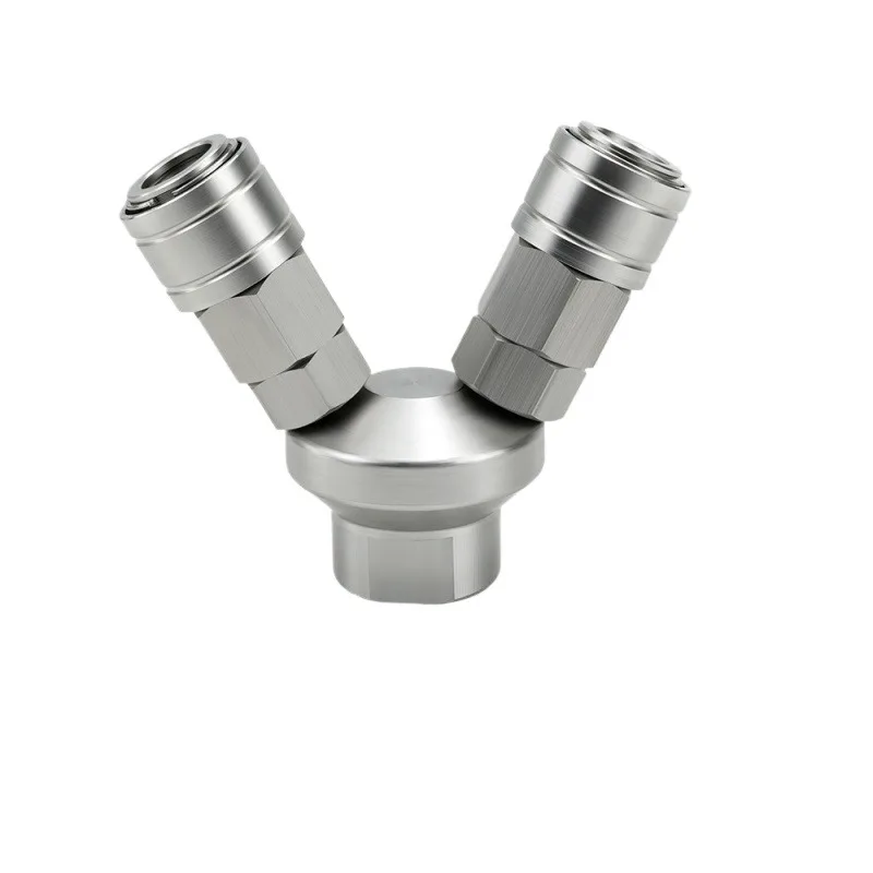 Stainless Steel Pneumatic Tee, Quick Insertion Trachea Connector, Air Compressor Y-type Tee, High Pressure Resistance and No Air