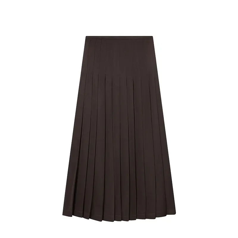 NLZGMSJ 2026 春秋 レディース ワイドプリーツ ミディスカート パーティー ロングスカート ファッション レディース ハイストリート カジュアルスカート
