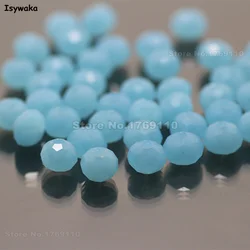 Isywaka Non-hyaline Blue Color 4*6mm 50pcs Rondelle Austria faceted Crystal Glass Beads Loose Spacer Round Beads Jewelry Making