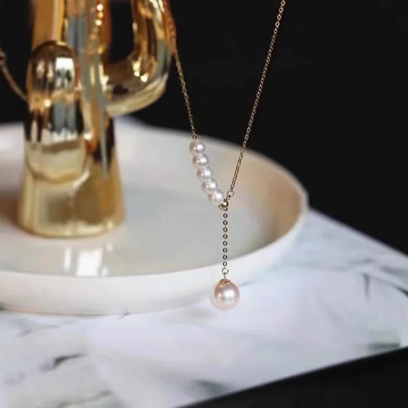 

Потрясающее ожерелье с подвеской из натурального белого жемчуга Акойя 18 дюймов, 4–8 мм, серебро 925 пробы