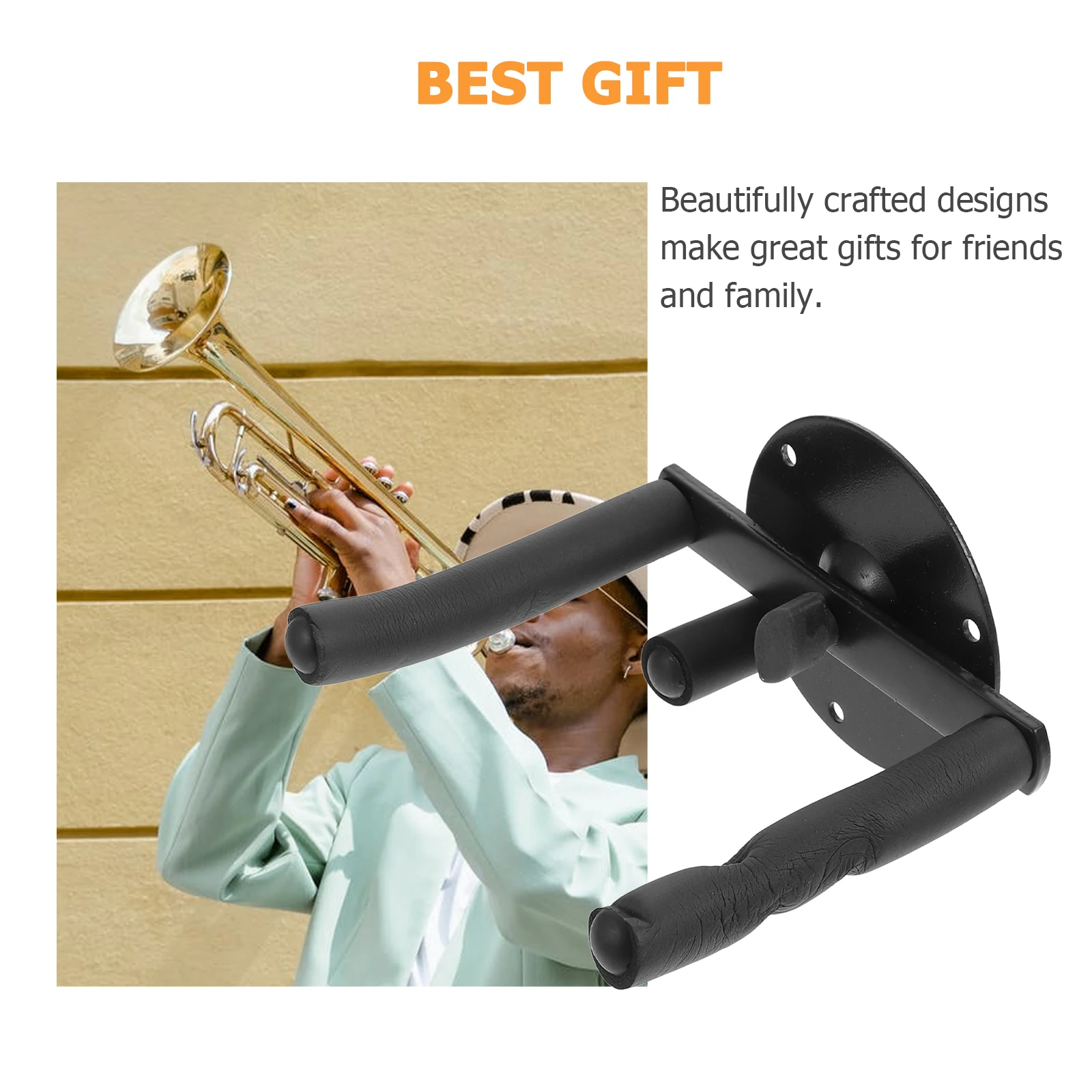 

Wall-Mounted Trumpet Hanger Holder Black Iron Instrument Hook Display Rack Space-Saving Durable Wall Hook Stand For Trumpet