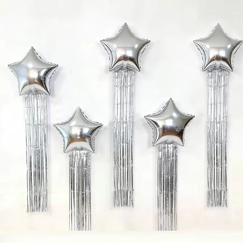 7-teiliges Sternballon-Regenvorhang-Set mit Klebepunkten, mehrfarbig, für Hochzeiten, Geburtstage und Partydekoration