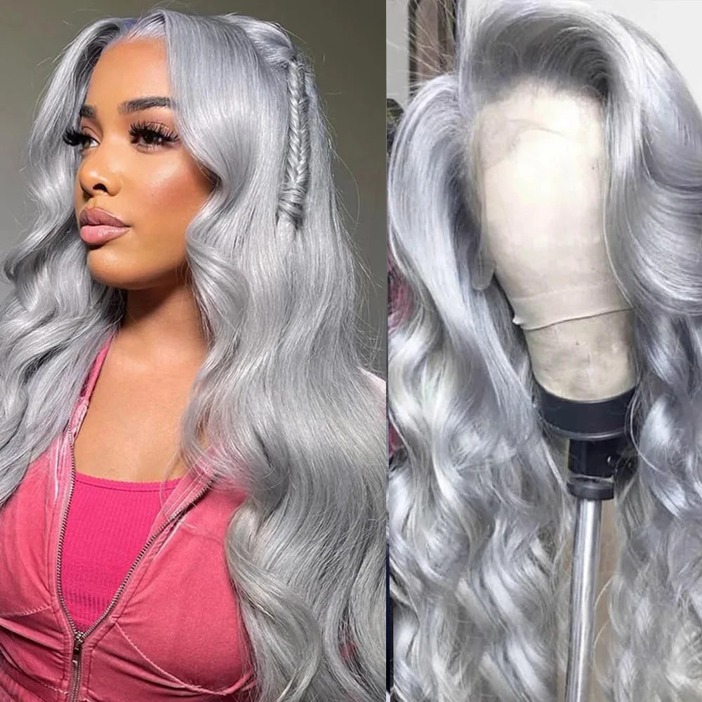 

Body Wave Lace Frontal Wigs Human Hair Ombre Grey Lace Front Wig Human Hair For Women 13x4 Gray Brazilian Pre Plucked Wigs