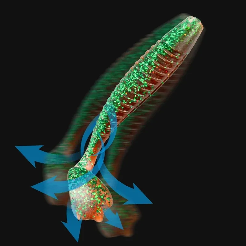 

20PCS T-Tail Paddle Tail Soft Fishing Lures Scented Silicone Swimbait Floating Bionic Bass Pike Perch Baits Set 55mm