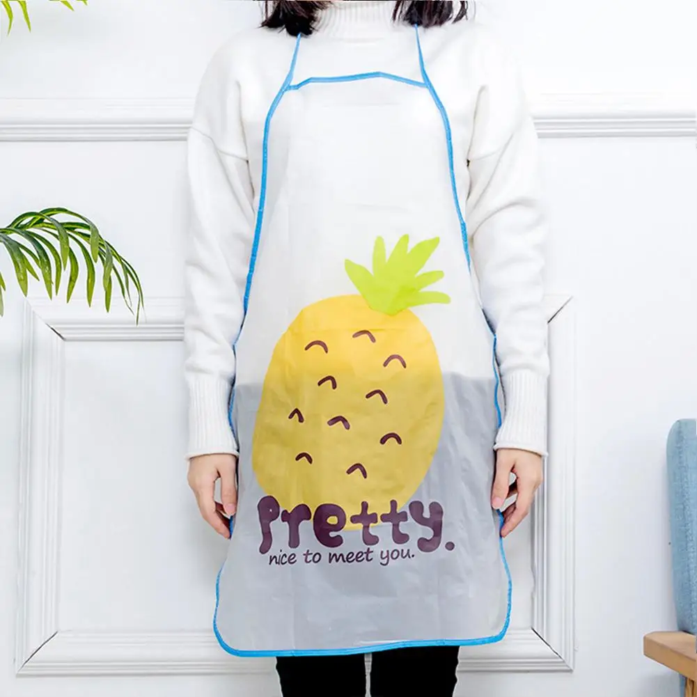 Cooking Apron Cute Cartoon Fruit Printed Pvc Waterproof Oil Proof Creative Apron Kitchen Accessories