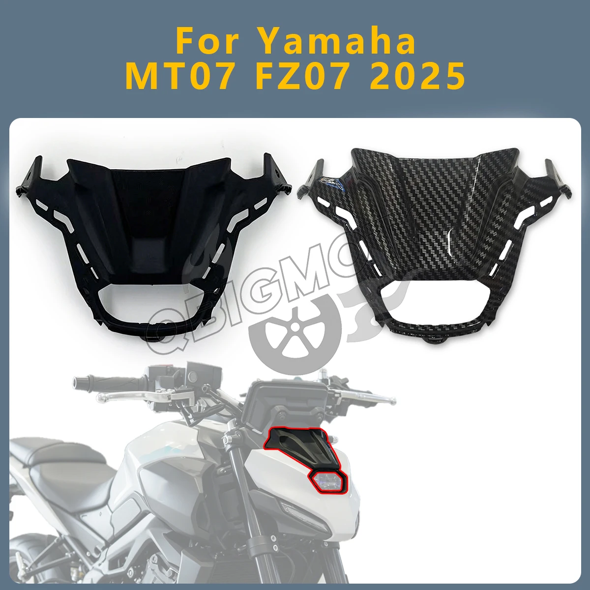 MT07 FZ07 2025 Motorcycle Headlamp Cowl Front Headlight Inner Cover Fairing For YAMAHA MT-07 FZ-07 Headlight Cover Upper Panel