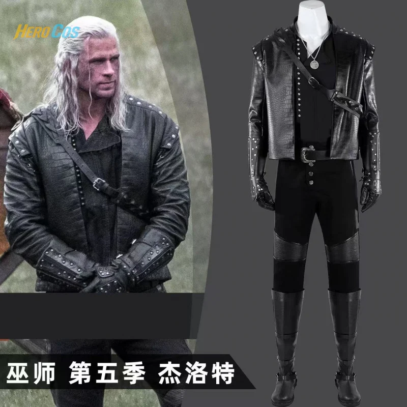 

The witcher5 Geralt of Rivia Cosplay Costume Full Set Uniform Coat Props Accessories Women Halloween Carnival Party HERO Cos