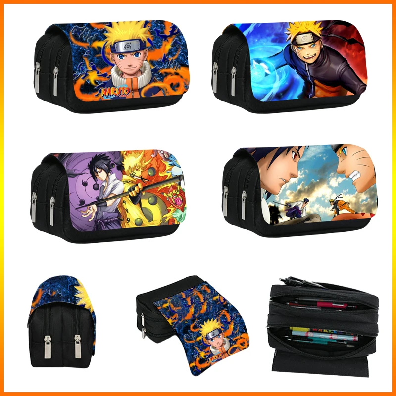 Anime Naruto Pencil Box Sasuke High-Capacity Pencil Storage Case School Students Stationery Supplies Children'S Toys Gifts