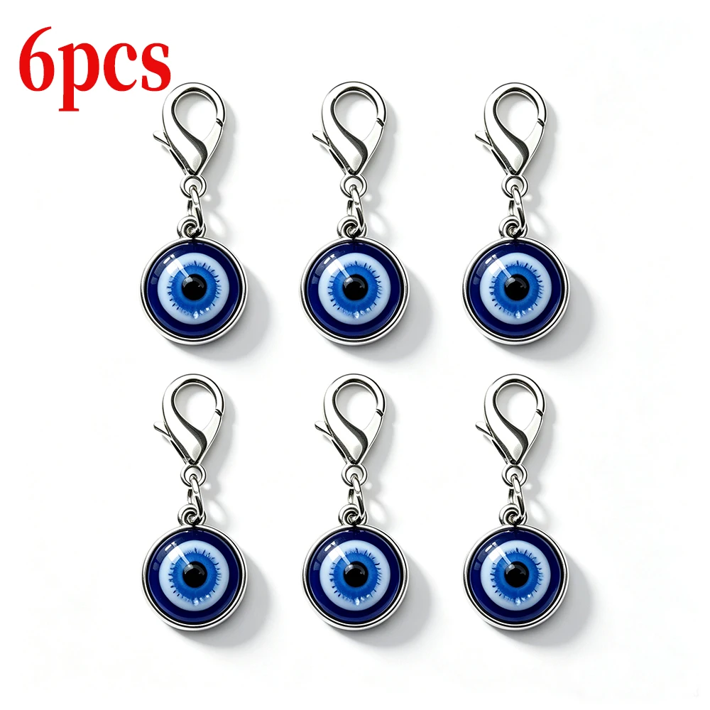 1/6/10/15 Stück Set mit Charms im „Evil Eye“-Design, Karabinerverschluss, Metall-Emaille-Schlüsselanhänger mit blauem Auge, Großhandel, Taschenanhänger, Souvenir-Geschenke – Detail 3