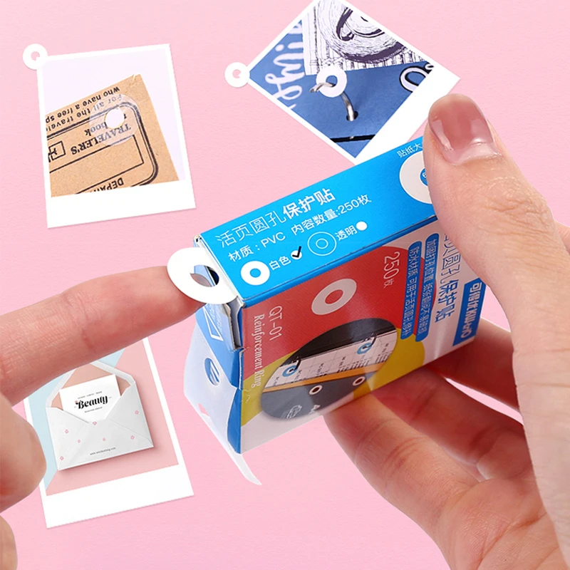 250Pcs Hole Punch Protector Self-adhesive Loose Leaf Paper Hole Reinforcement Labels White Round Stickers Binding Paper Sticker