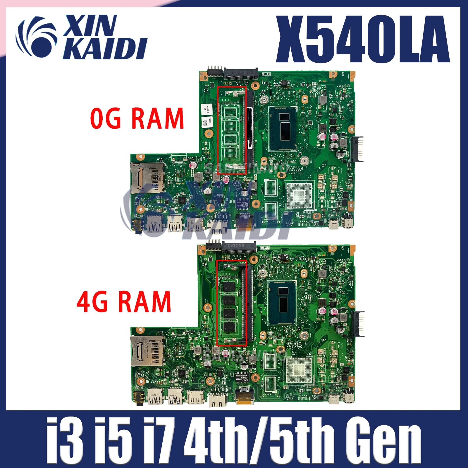 

X540LA Mainboard For ASUS X540L F540L X540LJ Laptop Motherboard 4G RAM I3-4005 I5-4200U I7-4500U I3-5005 I5-5200U I7-7500U