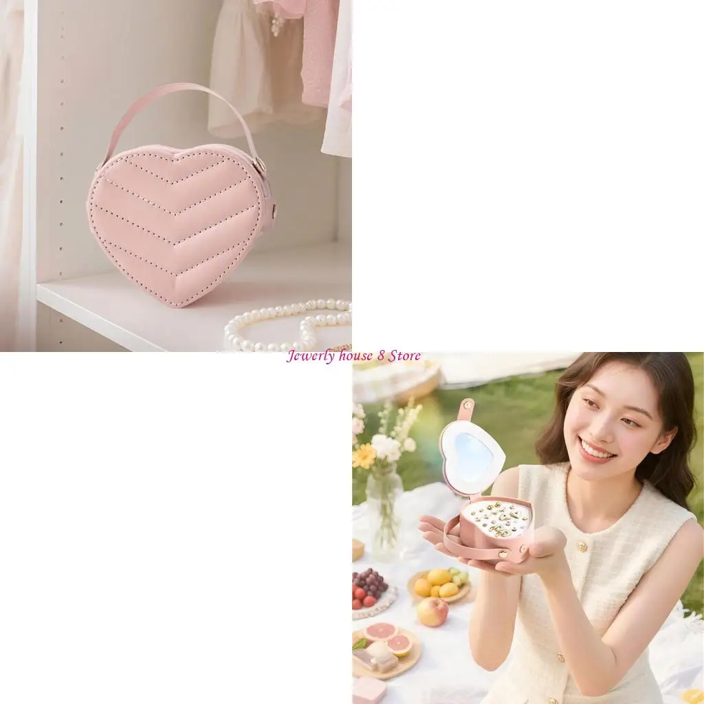 

Permanent Heart Plan Jewelry Box Dense Storage For Circlets Earrings Necklaces Travel Use