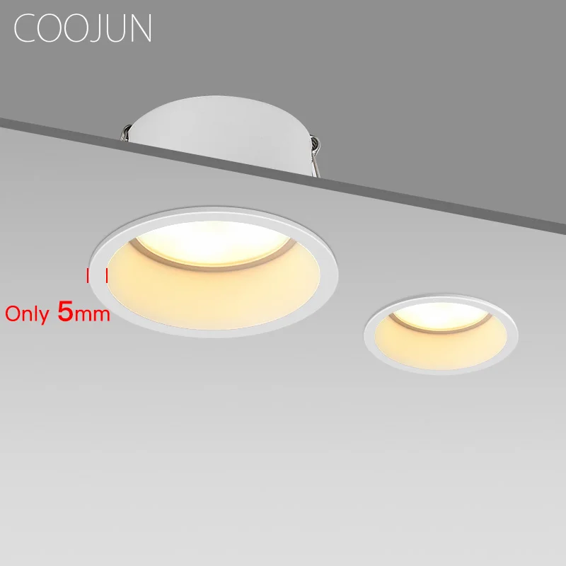 COOJUN-Luz LED empotrada, foco de borde estrecho, COB, lámpara de techo regulable, 5W, 7W, 12W, 20W, iluminación minimalista para interiores