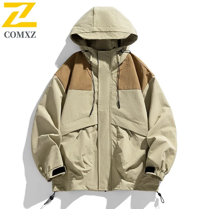 

COMXZ 2025 горный стиль уличная ветровка для мужчин и женщин весна осень с капюшоном ветрозащитная водонепроницаемая куртка для пар