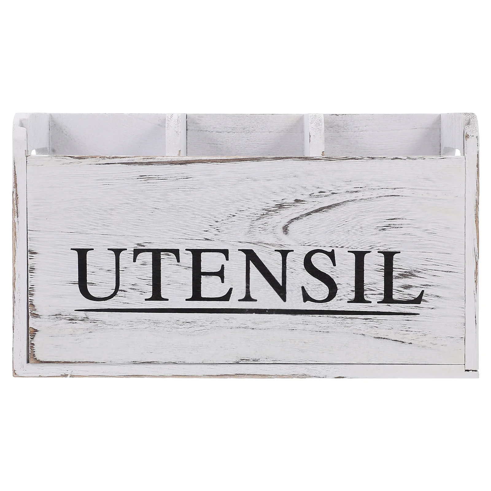 

Rustic Wood Utensil Countertop Large Capacity Cooking Organizer Storage Farmhouse Style Silverware Cutlery Container Utensils
