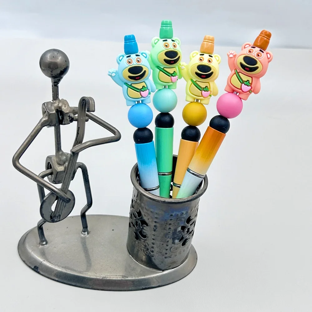 10PC Manik-manik Silikon 3D DIY Bentuk Beruang untuk Rantai Puting, Manik-manik Pena, Aksesoris Perhiasan, Manik-manik Focal 3D, Silikon Food Grade untuk Hadiah Bayi