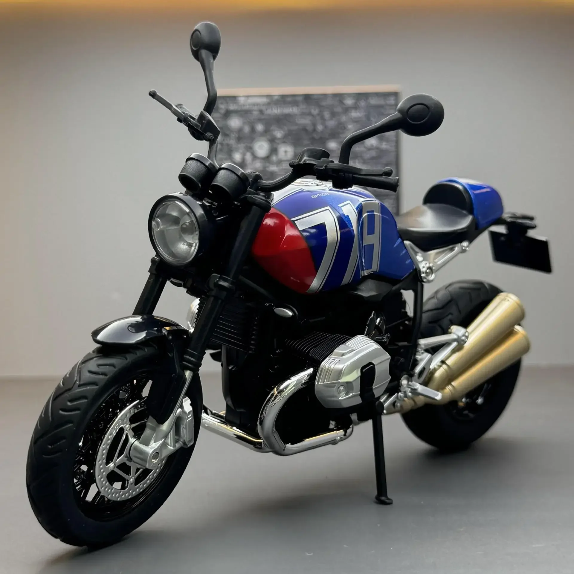 1:12 BMW Latte Retro NINE T Street Car Alloy Retro Sports Motorcycle Model Diecast Metal Racing Sound Light Children Toy Gift