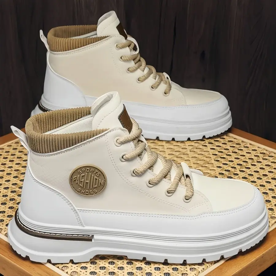 ربيع الخريف حجم كبير الدانتيل يصل الذكور الأحذية اللون حجب منصة الرجعية الرجال أحذية عالية قطع موضة عدم الانزلاق أحذية غير رسمية