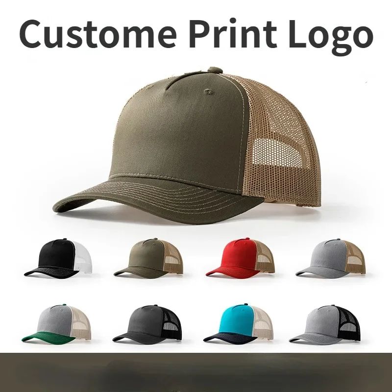 2024 Printed Logo Micro-curved Brim Mesh Truck Driver Hat Men and Women Outdoor Leisure Breathable Sunshade Sports Baseball Cap