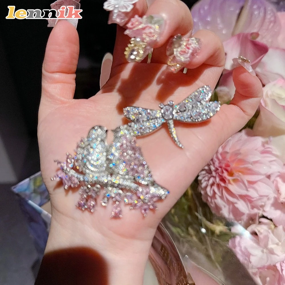 مجوهرات القزحية الأرجواني الفراشة جوهرة انخفاض الأقراط، مأدبة عالية مخصص، الأميرة الوردي الطيور تألق الماس بروش مجموعة #2