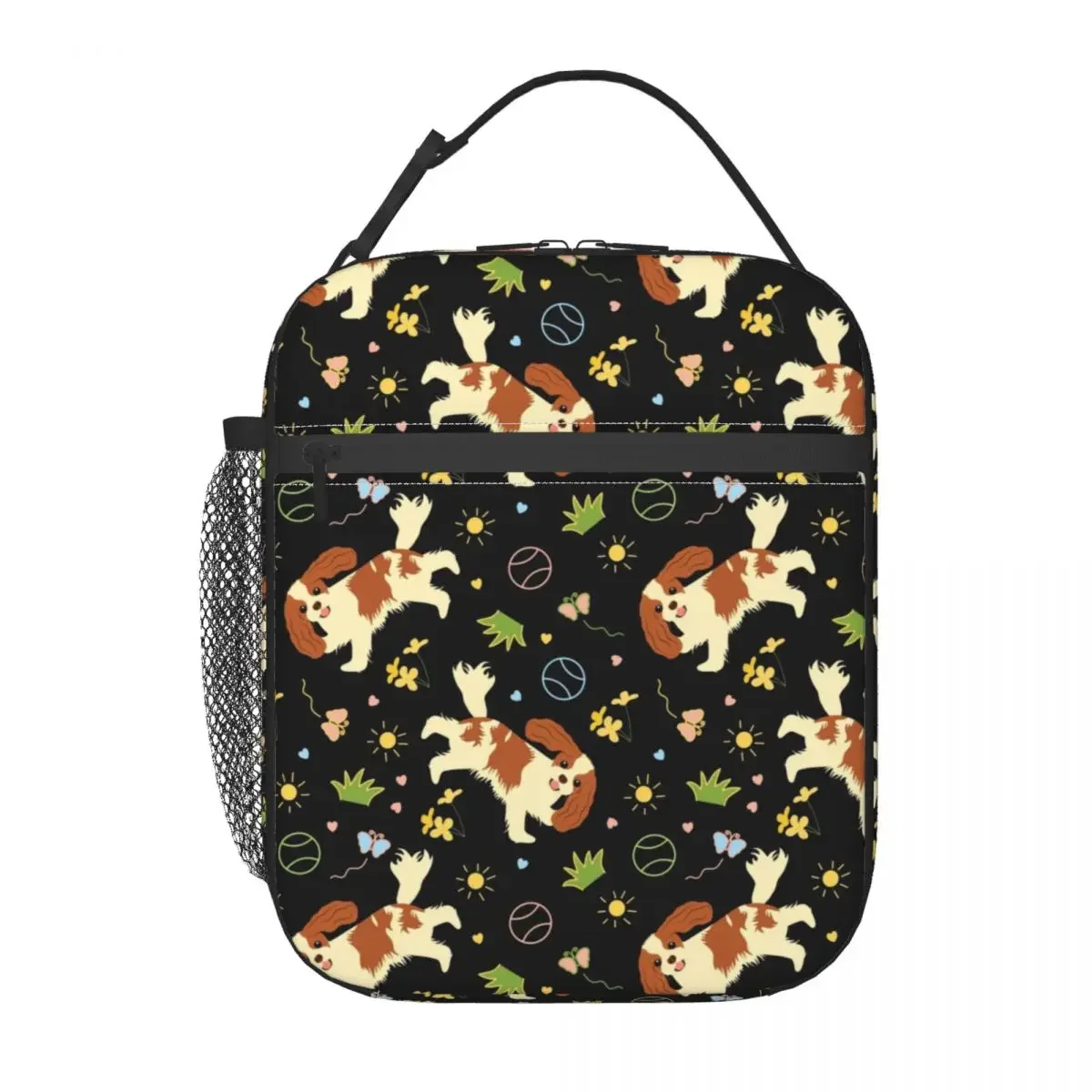 Playing The Cavalier King Charles Spaniel Insulated Lunch Bag for Work School Pet Dog Waterproof Thermal Cooler Lunch Box Kids