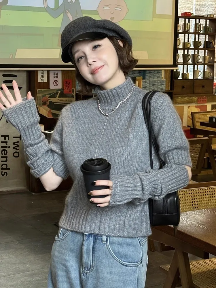 Ele Camere pull en tricot col haut hiver trajet minceur couche de Base confortable polyvalent pull pour femme