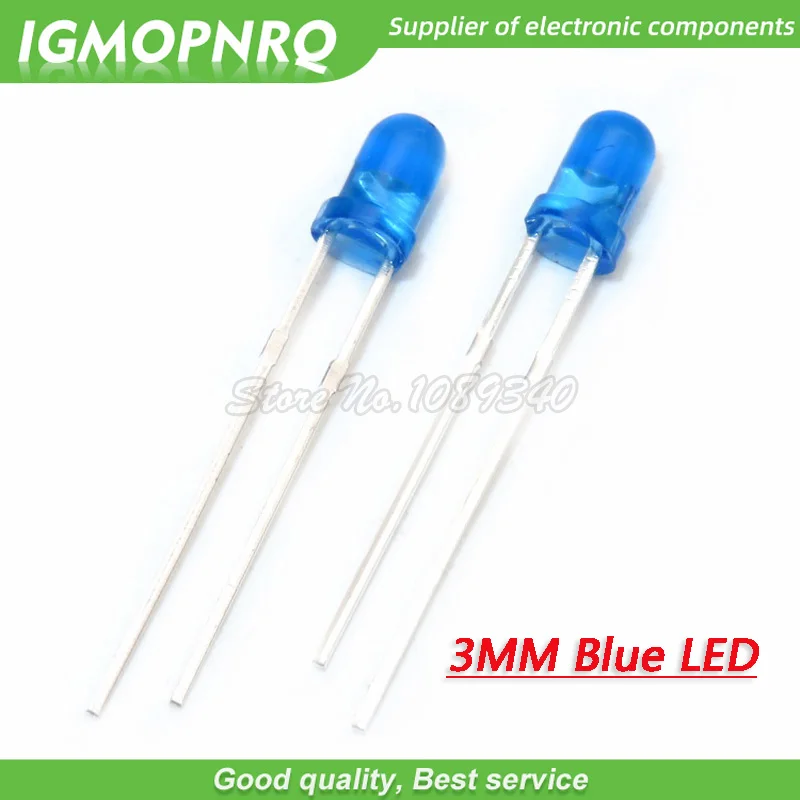 100pcs Blue light-emitting diodes Blue turn Blue 3mm led IGMOPNRQ
